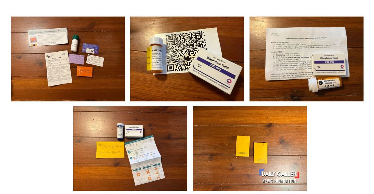 Five photos of mifepristone and the paperwork used to obtain the abortion bill.