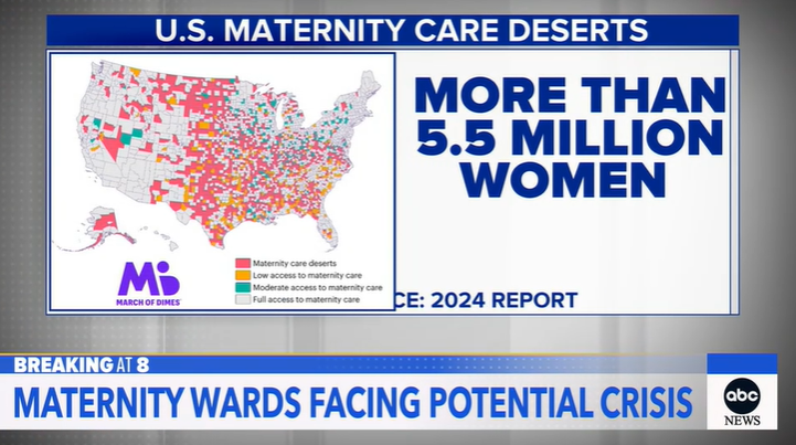 ABC News graphic of United States and text reading "More than 5.5 Million Women"